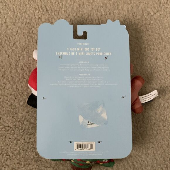 Fringe Santa's Pet Shop Merry and Bright Christmas 3 Pack Mini Dog Toy Set Small - Picture 5 of 6